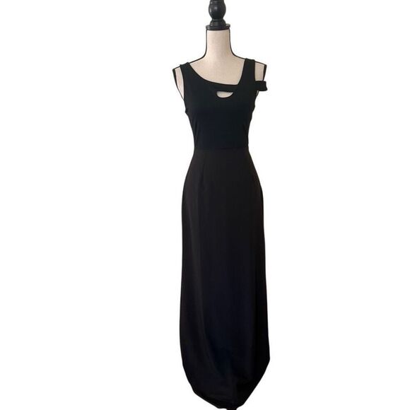 Donna Mizani Black Maxi Sheath Dress Size M Whimsygoth, Minimalist - Picture 1 of 10